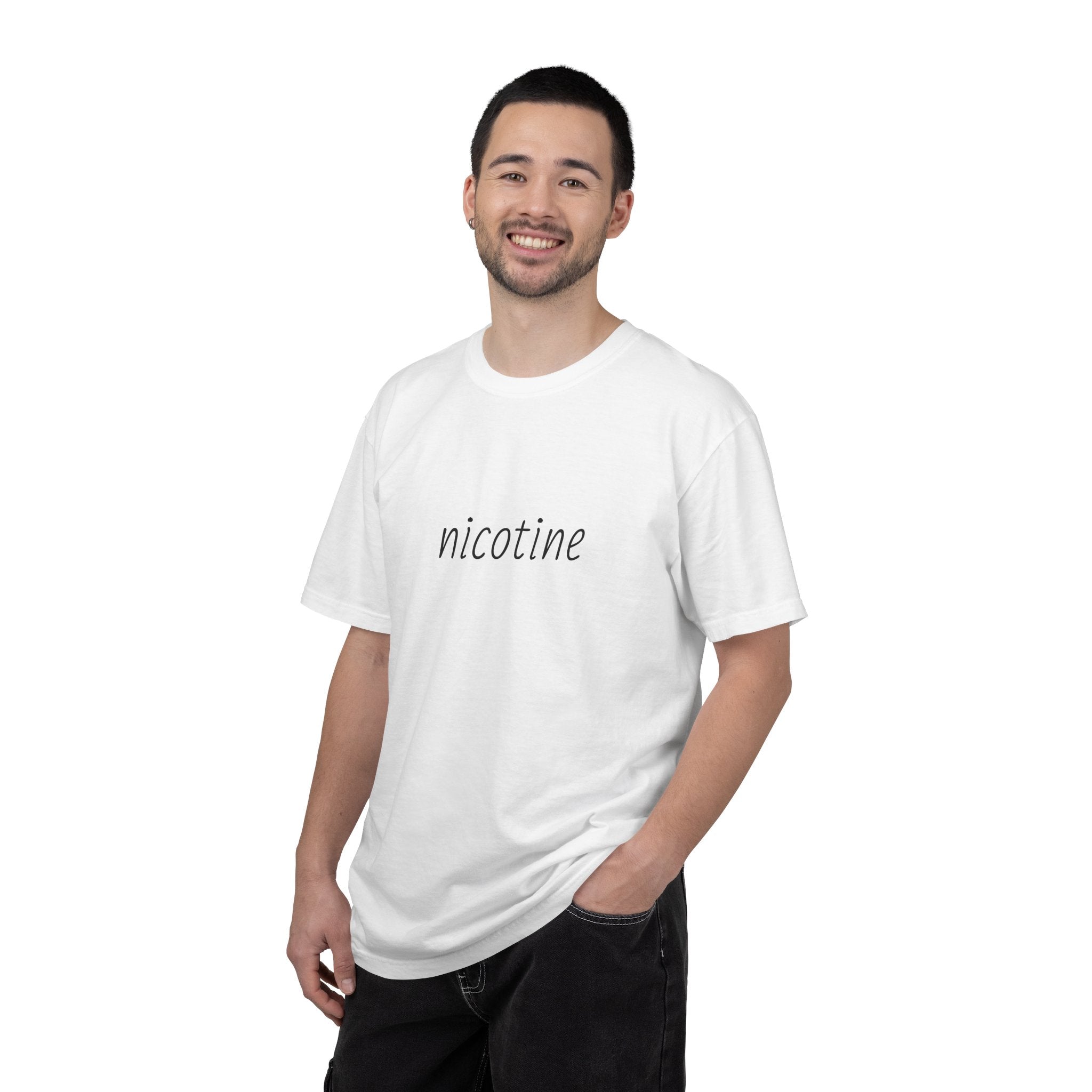 "Nicotine" Minimalist Tee - Simple Script Graphic T-Shirt