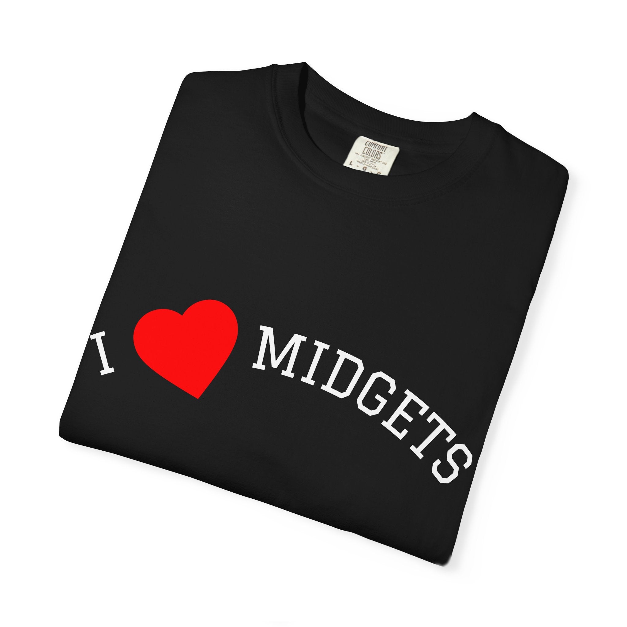 "I <3 Midgets" Heart Chest T-Shirt — Minimal Red Heart Graphic Tee for Valentine’s & Everyday