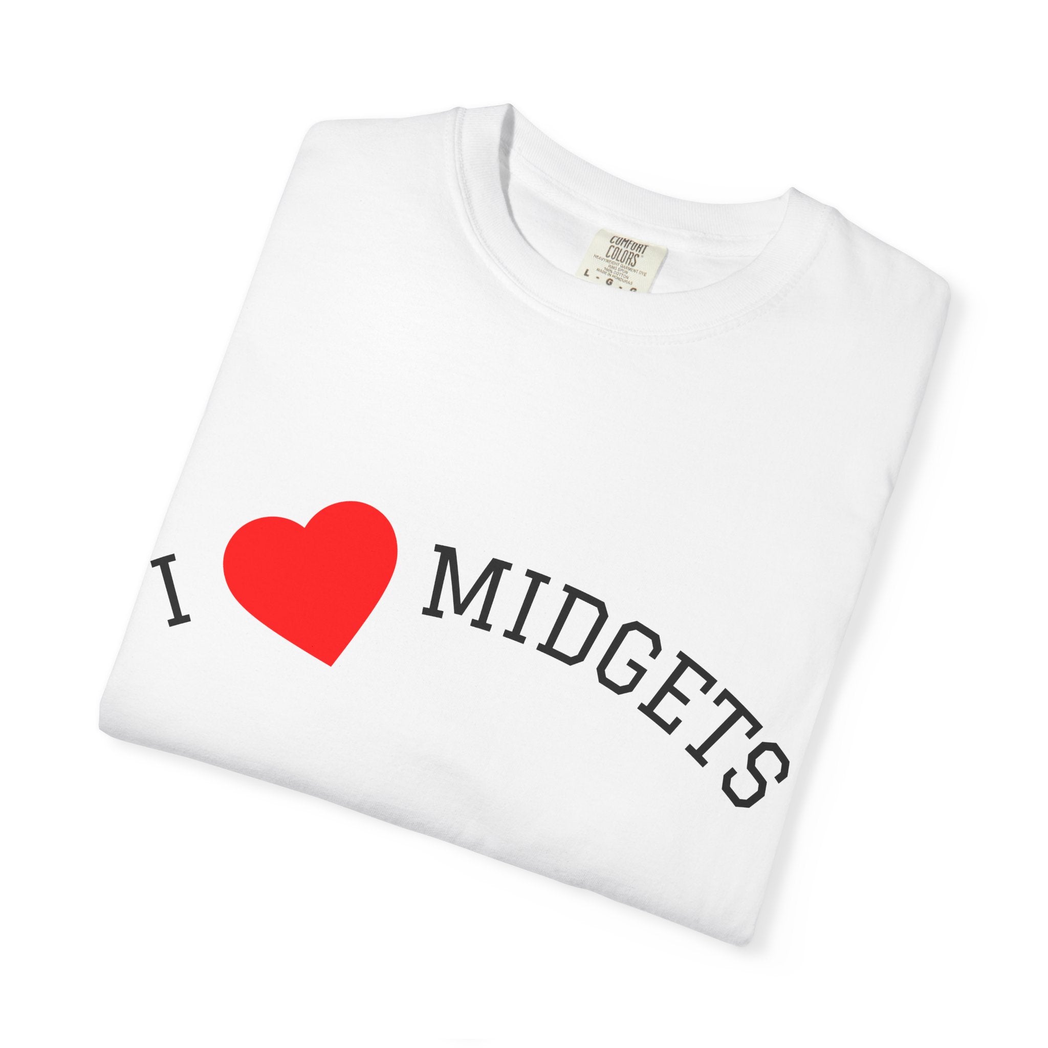 "I <3 Midgets" Heart Chest T-Shirt — Minimal Red Heart Graphic Tee for Valentine’s & Everyday