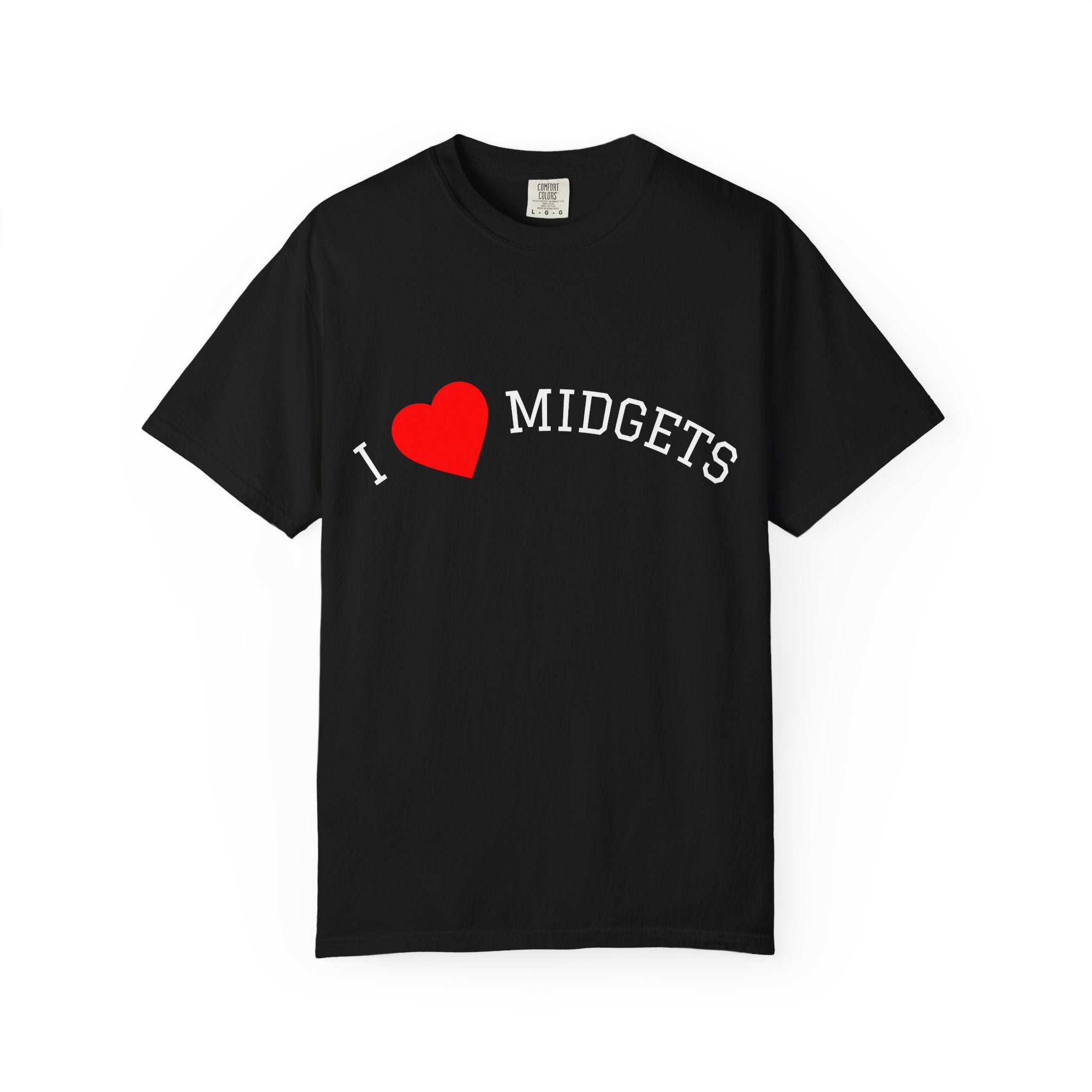 "I <3 Midgets" Heart Chest T-Shirt — Minimal Red Heart Graphic Tee for Valentine’s & Everyday