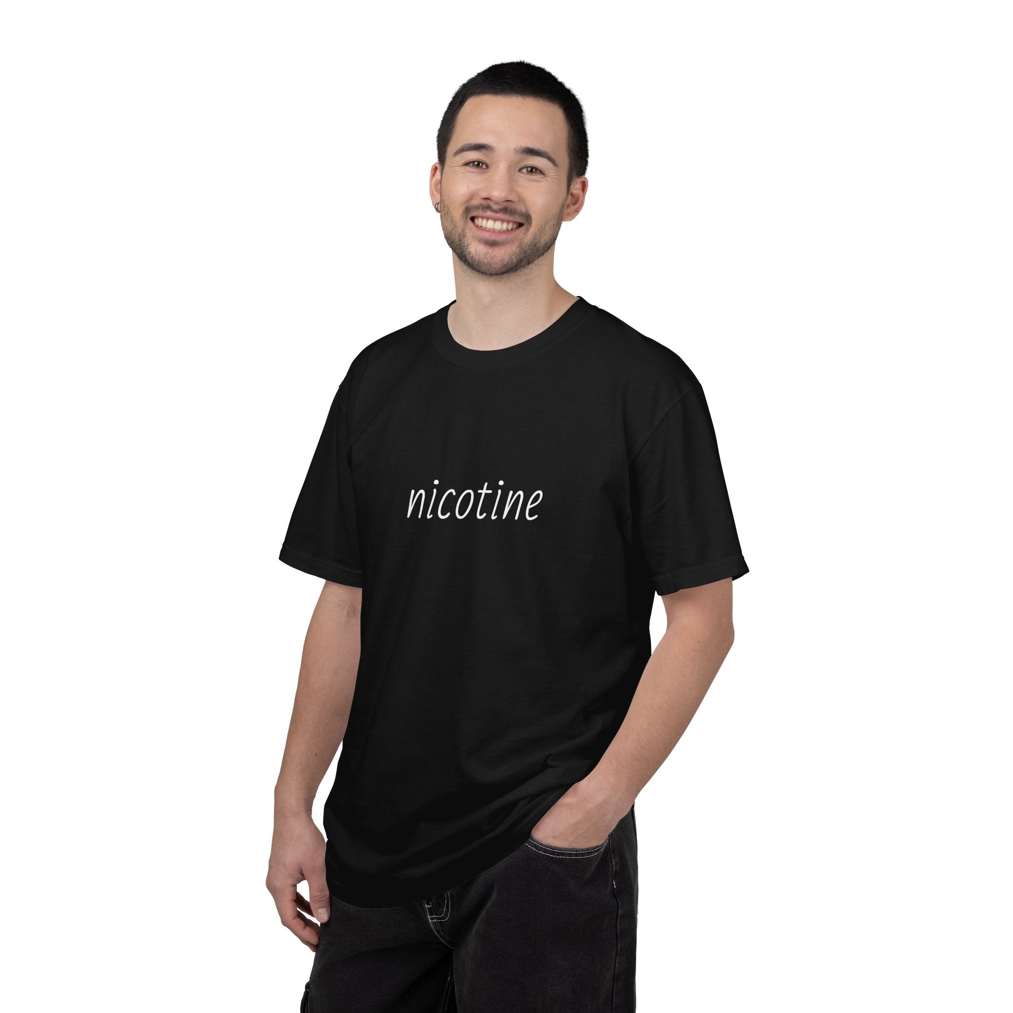 "Nicotine" Minimalist Tee - Simple Script Graphic T-Shirt