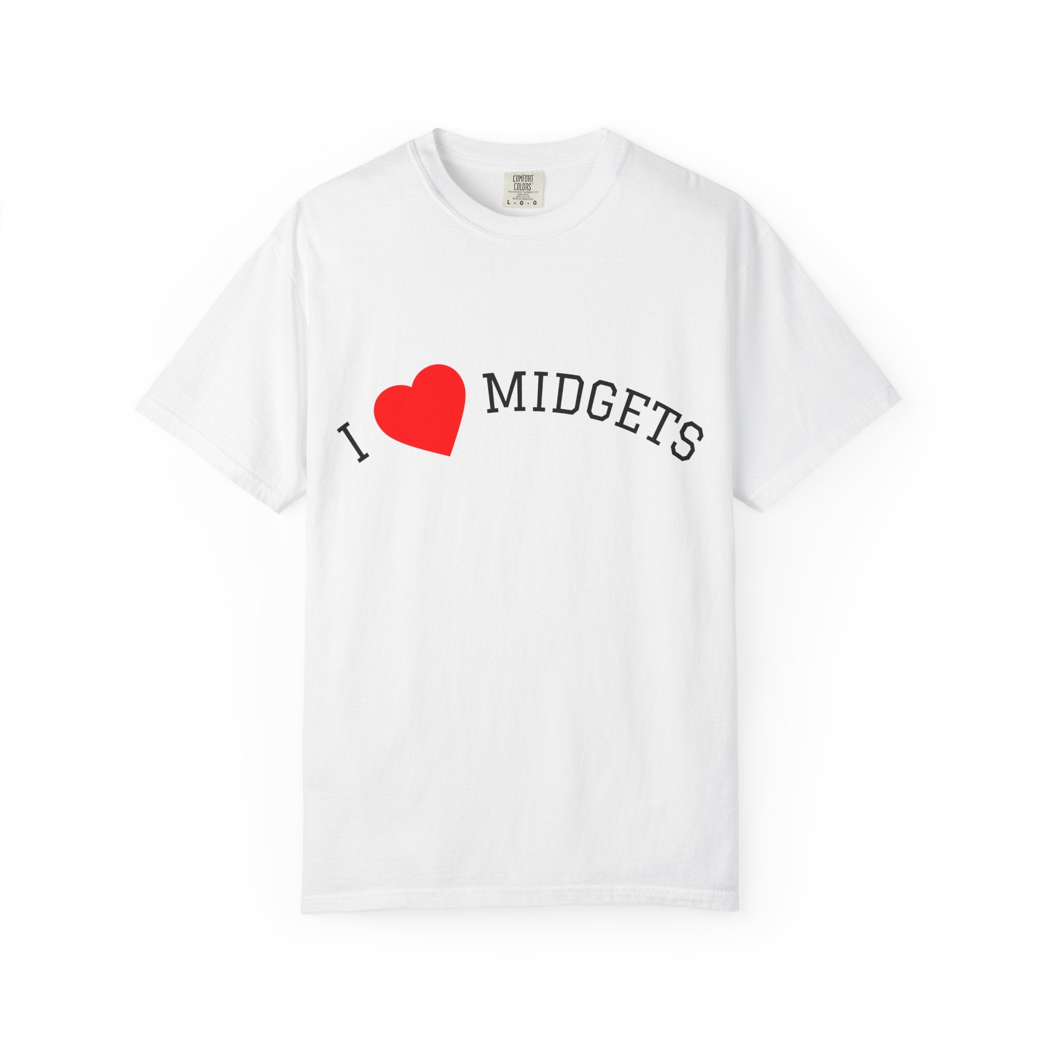 "I <3 Midgets" Heart Chest T-Shirt — Minimal Red Heart Graphic Tee for Valentine’s & Everyday